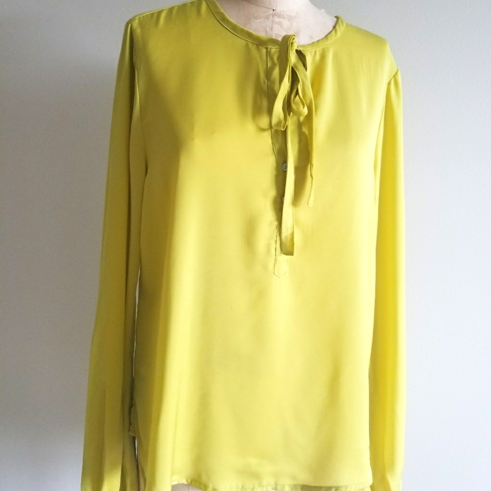 Bright lime yellow top with tie knot detail